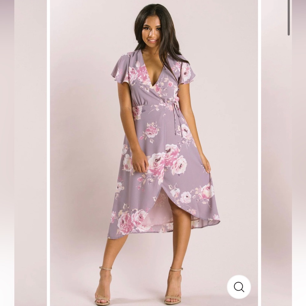 Morning Lavender Wrap Midi Dress Size S